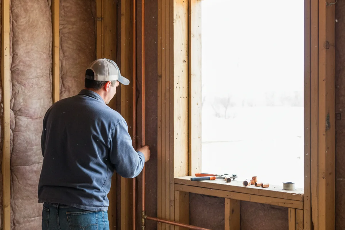 Licensed plumber running new copper supply lines in a Mason home